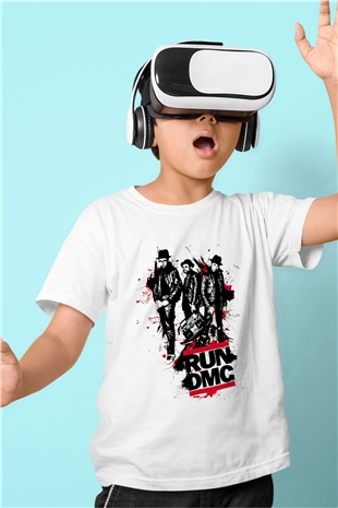 Run DMC Baskılı Beyaz Unisex Çocuk Tişört