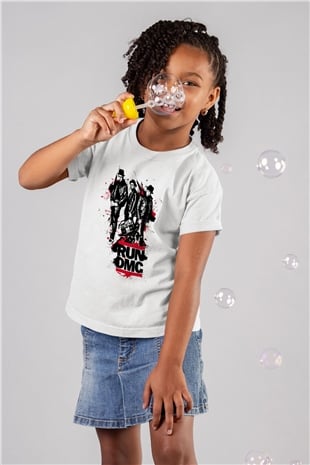 Run DMC Baskılı Beyaz Unisex Çocuk Tişört