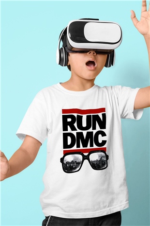 Run DMC Baskılı Beyaz Unisex Çocuk Tişört