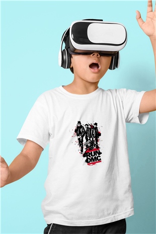 Run DMC Baskılı Unisex Beyaz Çocuk Tişört