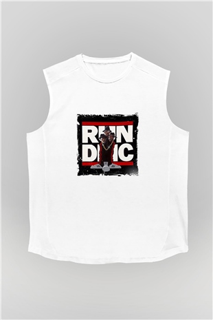 Run DMC Baskılı Unisex Beyaz Kolsuz Tişört