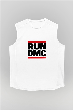 Run DMC Baskılı Unisex Beyaz Kolsuz Tişört