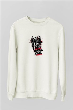 Run DMC Baskılı Unisex Beyaz Sweatshirt