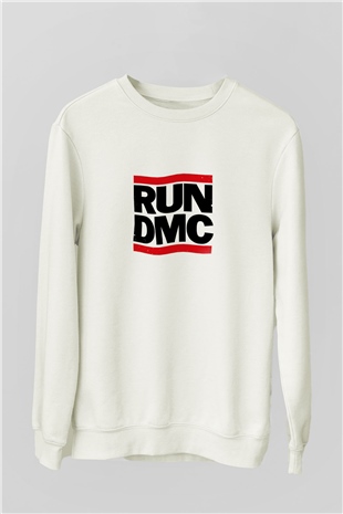 Run DMC Baskılı Unisex Beyaz Sweatshirt