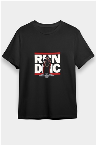Run DMC Baskılı Unisex Siyah Tişört
