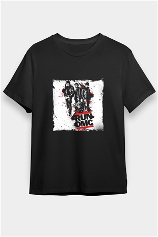 Run DMC Baskılı Unisex Siyah Tişört