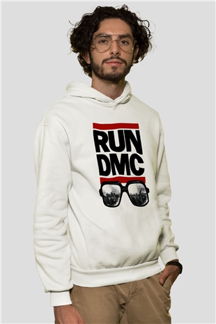 Run DMC Beyaz Unisex Kapşonlu Sweatshirt