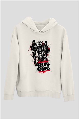 Run DMC Beyaz Unisex Kapşonlu Sweatshirt