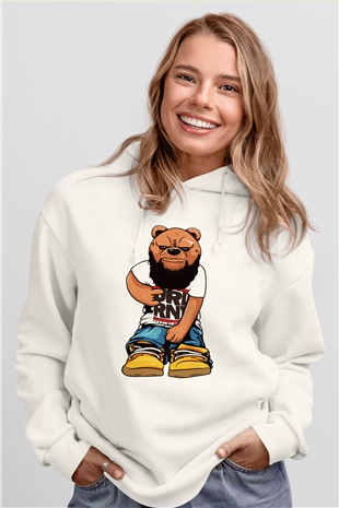 Run DMC Beyaz Unisex Kapşonlu Sweatshirt