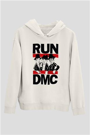 Run DMC Beyaz Unisex Kapşonlu Sweatshirt