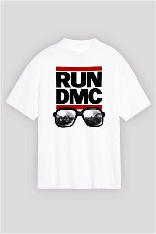 Run DMC Beyaz Unisex Oversize Tişört T-Shirt