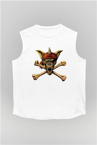 Running Wild Baskılı Beyaz Unisex Kolsuz Tişört - Tshirt