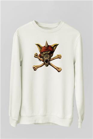 Running Wild Baskılı Beyaz Unisex Sweatshirt