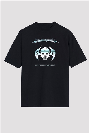 Running Wild Baskılı Unisex Siyah Oversize Tişört - Tshirt