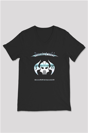 Running Wild Baskılı Unisex Siyah V Yaka Tişört - Tshirt