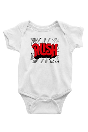 Rush Baskılı Beyaz Unisex Bebek Body - Zıbın