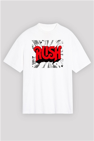 Rush Beyaz Unisex Oversize Tişört T-Shirt