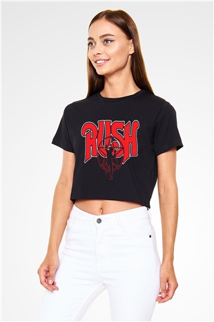 Rush Siyah Crop Top Tişört