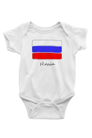 Rusya Baskılı Beyaz Unisex Bebek Body - Zıbın
