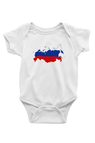 Rusya Baskılı Beyaz Unisex Bebek Body - Zıbın