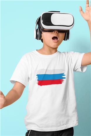 Rusya Baskılı Beyaz Unisex Çocuk Tişört