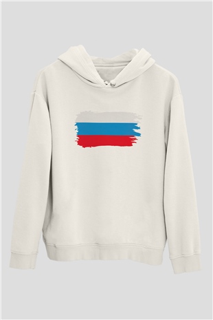 Rusya Beyaz Unisex Kapşonlu Sweatshirt