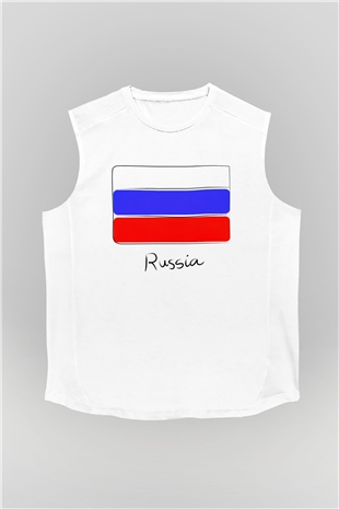 Rusya Beyaz Unisex Kolsuz Tişört