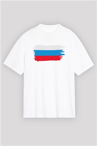 Rusya Beyaz Unisex Oversize Tişört T-Shirt