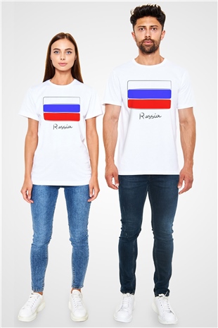 Rusya Beyaz Unisex Tişört T-Shirt - TişörtFabrikası