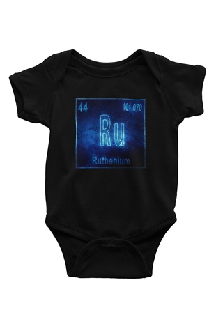 Rutenyum Atom Numarası Baskılı Unisex Siyah Bebek Body - Zıbın