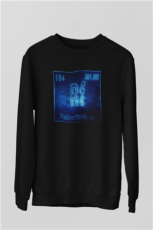 Rutherfordyum Atom Numarası Baskılı Unisex Siyah Sweatshirt