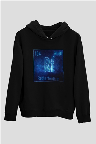 Rutherfordyum Atom Numarası Baskılı Unisex Siyah Hoodie