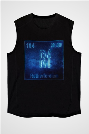 Rutherfordyum Atom Numarası Baskılı Unisex Siyah Kolsuz Tişört