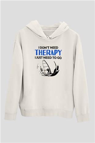 Rüzgar Sörfü Baskılı Unisex Ekru Hoodie