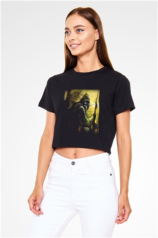 S.T.A.L.K.E.R. Siyah Crop Top Tişört