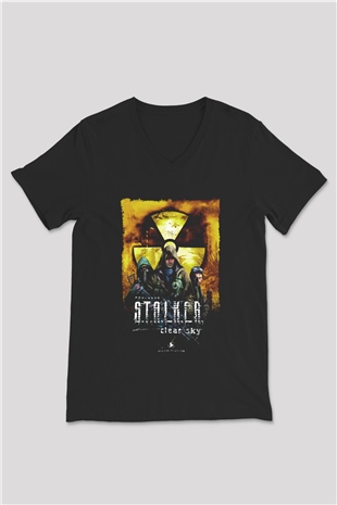 S.T.A.L.K.E.R. Siyah Unisex V Yaka Tişört