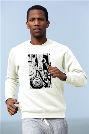 Saatçi Beyaz Unisex Sweatshirt