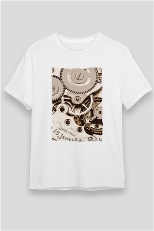 Saatçi Beyaz Unisex Tişört T-Shirt - TişörtFabrikası