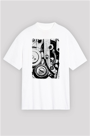 Saatçi Beyaz Oversize Tişört Oversize T-shirt - TişörtFabrikası