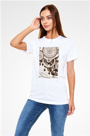 Saatçi Beyaz Unisex Tişört T-Shirt - TişörtFabrikası