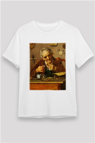 Saatçi Beyaz Unisex Tişört T-Shirt - TişörtFabrikası