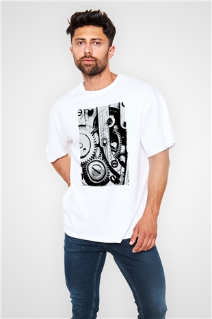 Saatçi Beyaz Oversize Tişört Oversize T-shirt - TişörtFabrikası