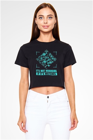 Saatçi Siyah  Crop Top Tişört