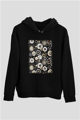 Saatçi Siyah Unisex Kapşonlu Sweatshirt