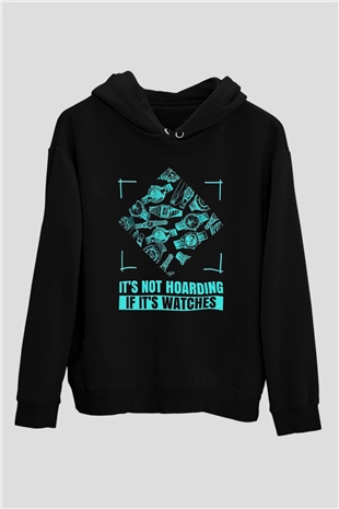 Saatçi Siyah Unisex Kapüşonlu Sweatshirt