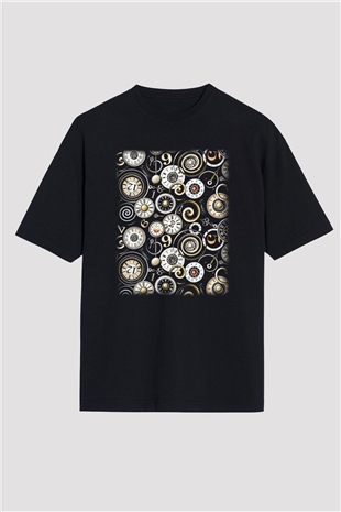 Saatçi Siyah Unisex Oversize Tişört T-Shirt