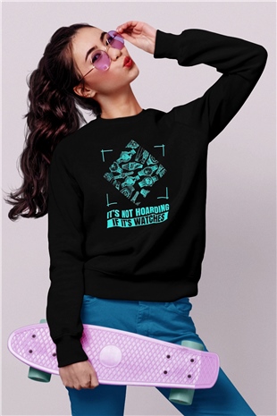 Saatçi Siyah Unisex Sweatshirt
