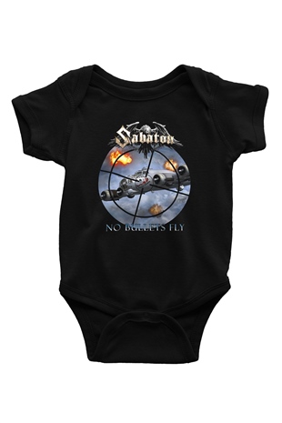 Sabaton Baskılı Siyah Bebek Body - Zıbın