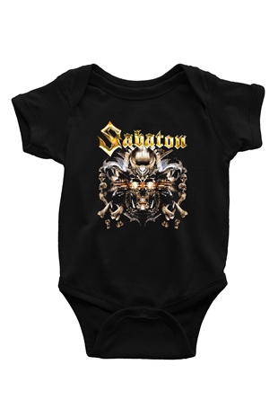 Sabaton Baskılı Siyah Bebek Body - Zıbın