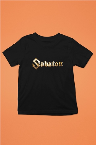 Sabaton Baskılı Siyah Unisex Çocuk Tişört
